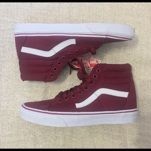 Vans Sk8-Hi Burgundy & White - Size 9.5